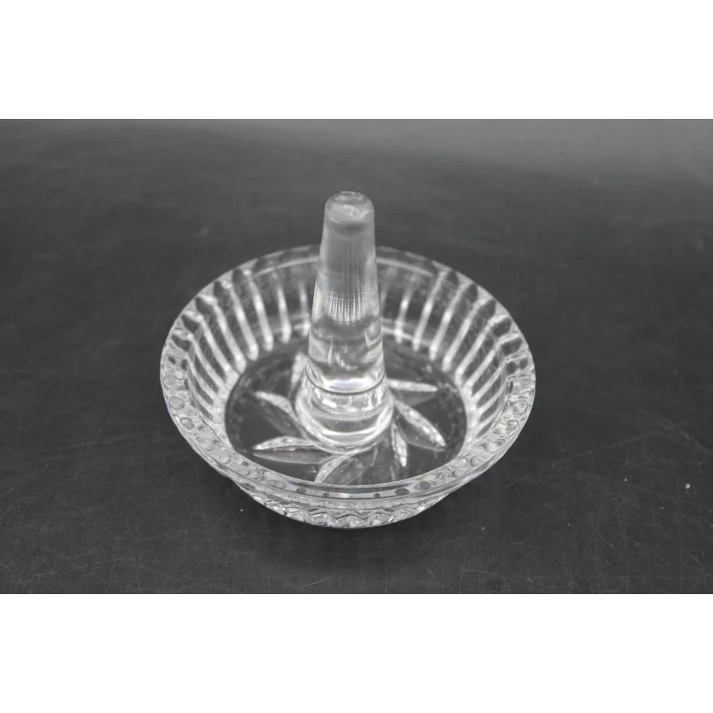 Vintage Clear Pressed Glass Ring Holder Starburst Jewelry Dish Vanity Tray